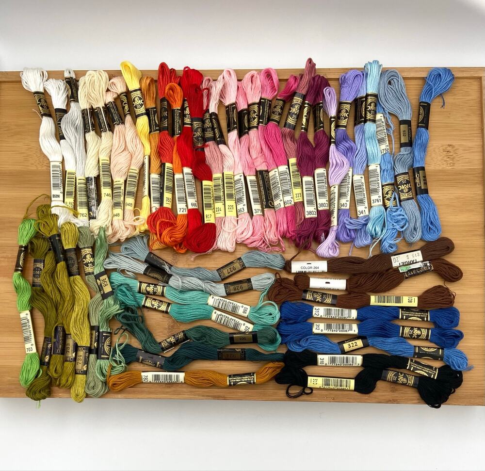 Lot Of 50 Skeins DMC #25 6-Strand Embroidery Thread Variety Colors Plus 2 Others